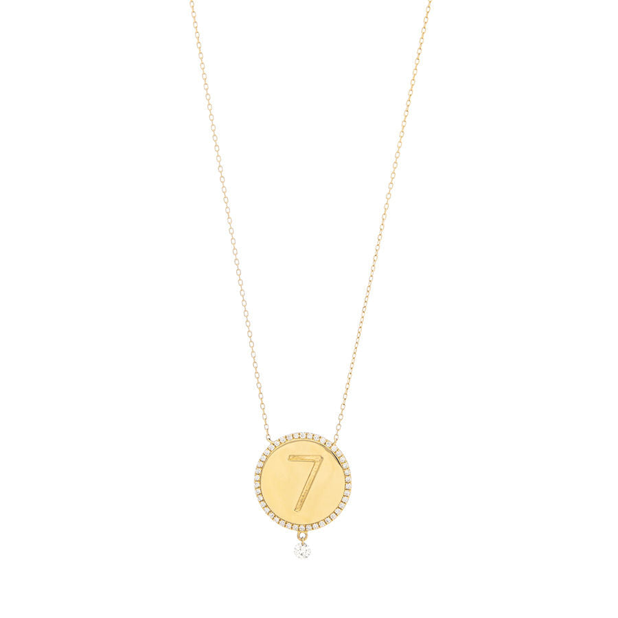 7 Medallion 18K Gold Necklace w. Diamonds