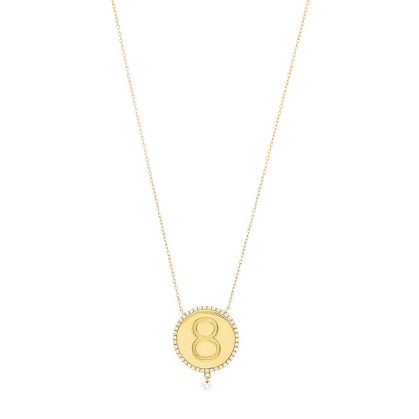8 Medallion 18K Gold Necklace w. Diamonds