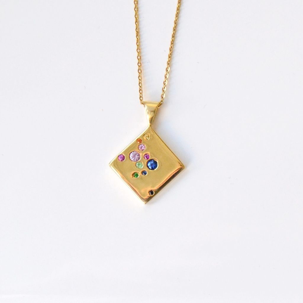 Josephine 18K Gold Necklace w. Sapphires, Tsavorites, Rubies & Amethysts