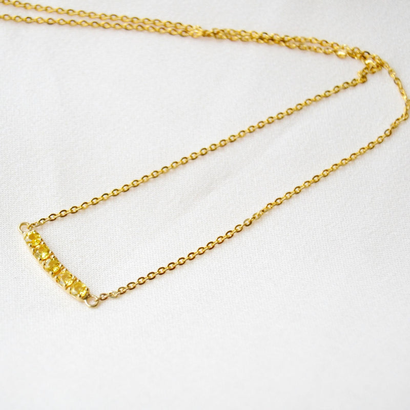 Lene Yellow 18K Gold Necklace w. Sapphires