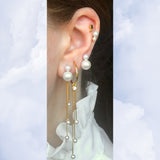 Mer 18K Gold Plated Stud w. White Pearls
