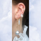 Rayon 18K Gold Plated Stud w. White Pearl & Zirconia