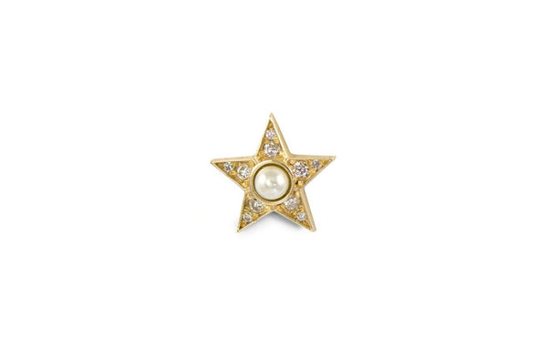 Goldener Ohrstecker aus 18K I Diamant & Perle