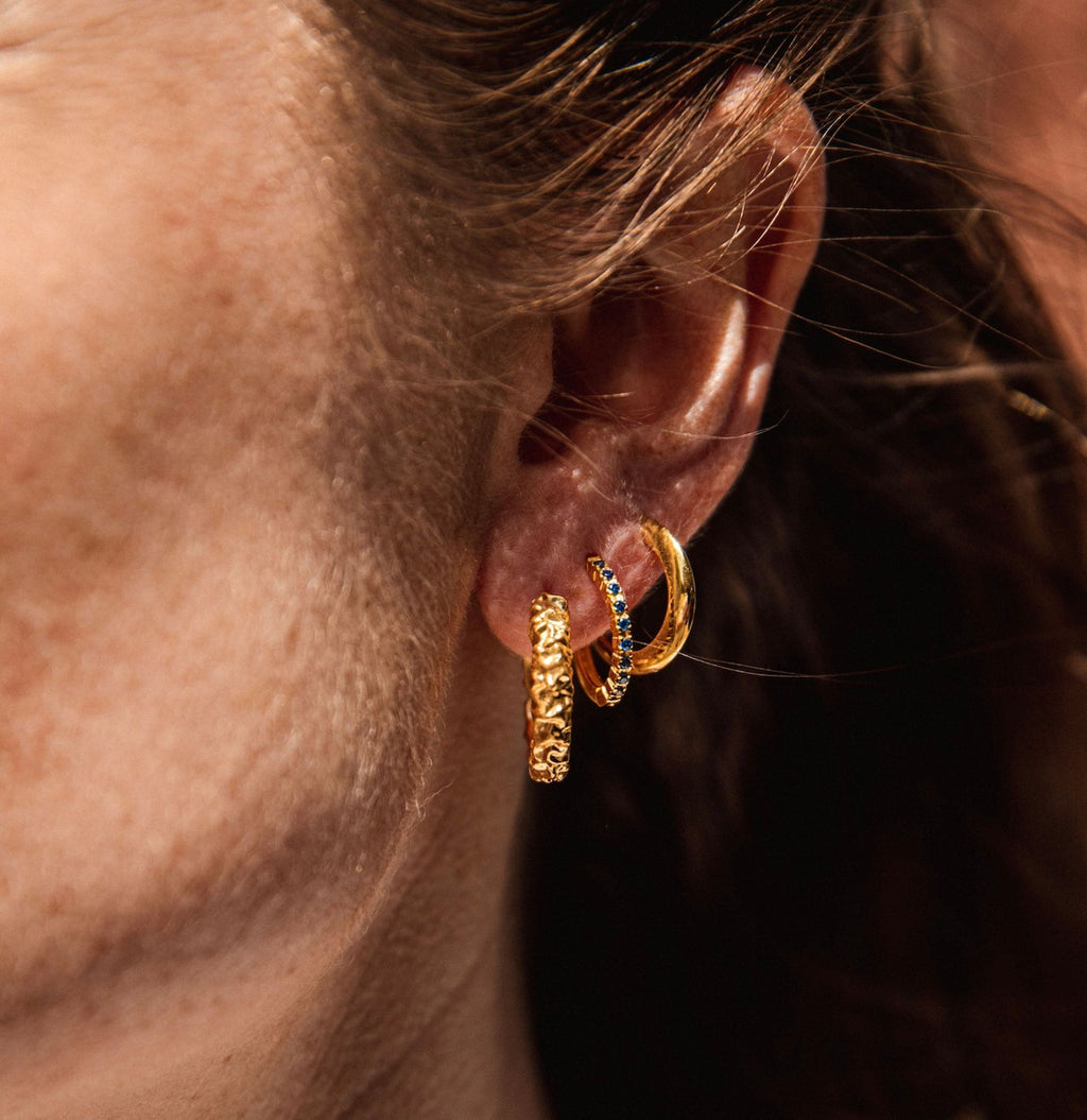 IX Eternity Blue Gold Plated Hoops