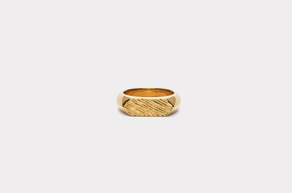 IX Mini Brushed Hexagon Gold Plated  Ring