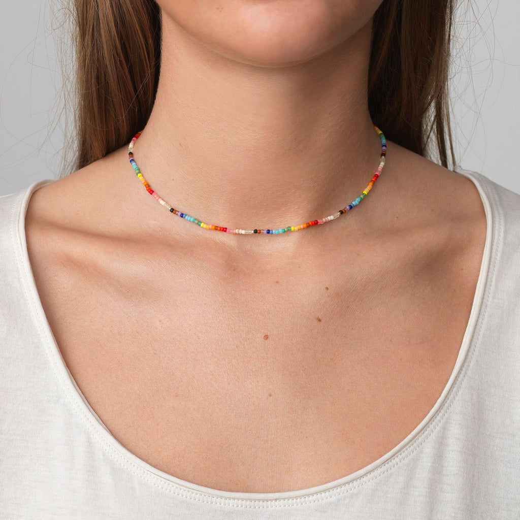 Nuanua Gold Plated Necklace w. Mixed coloured Beads