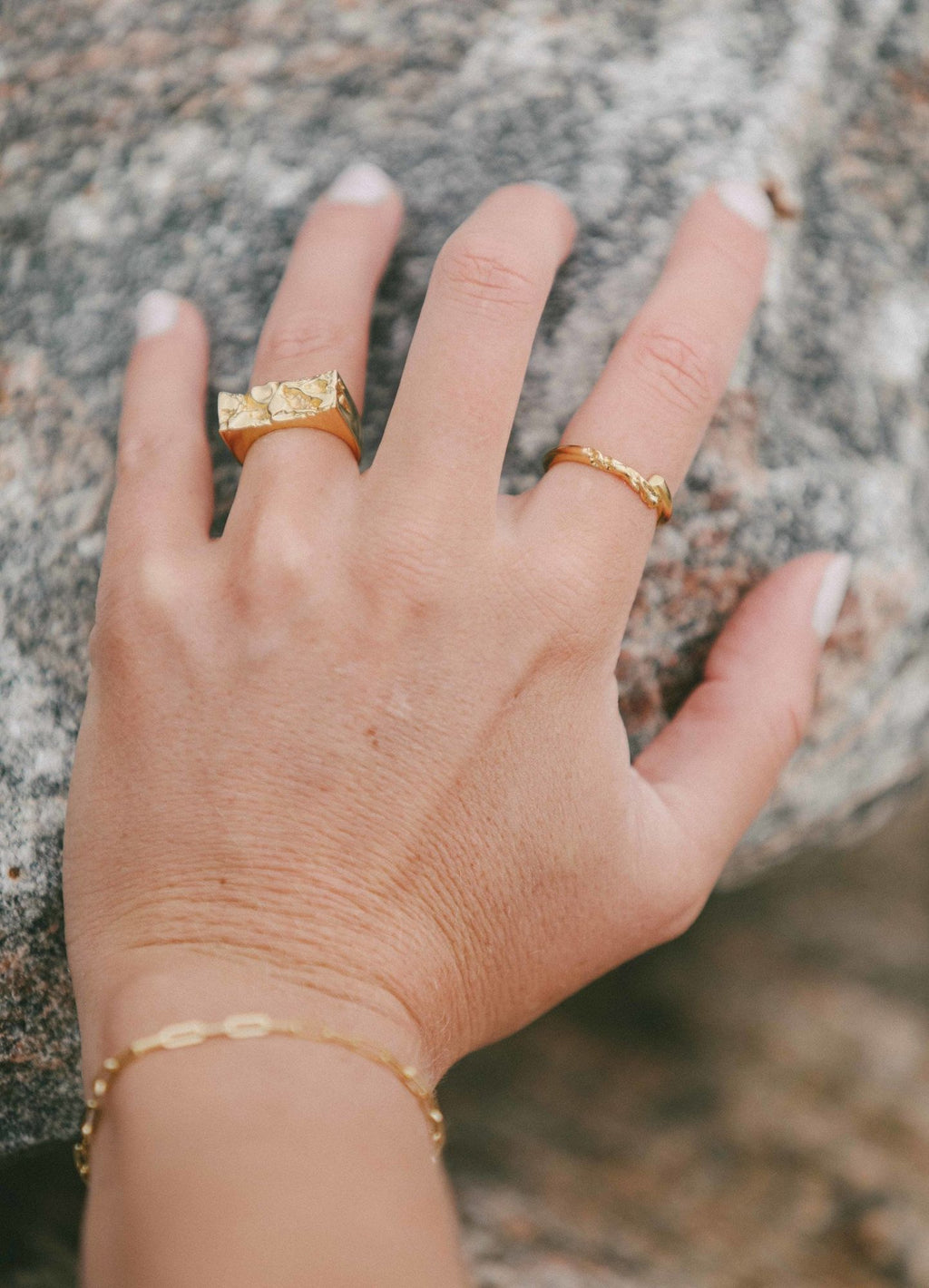 IX Rustic Gold Plated Ring