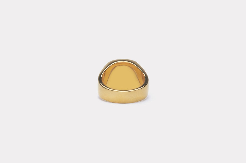IX Cushion Rhodocrosite Signet Gold Plated Ring