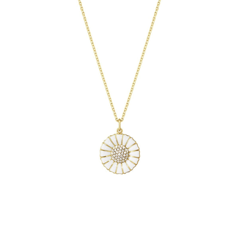 Daisy 180 mm. Gold Plated Necklace w. Diamonds, 0.19 ct.