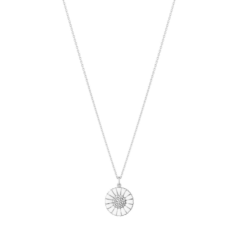 Daisy 180 mm. Silver Necklace w. Diamonds, 0.19 ct.