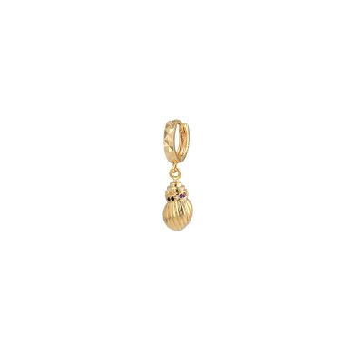 Small Conch 18K Gold Plated Hoop w. Colored Zirconias