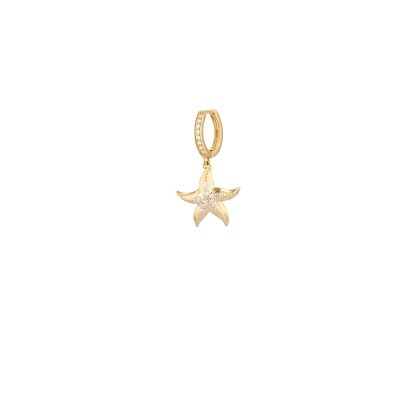 Shiny Starfish 18K Forgyldt Hoop m. Hvide Perler