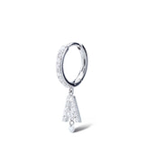 Pavé Alfabet Piercing 18K Hvidguld Hoop m. Diamanter