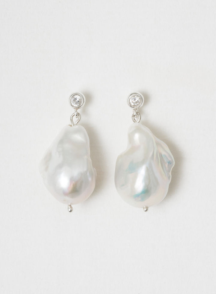 Giant Pearl Ohrringe aus Silber I Zirkon & Perle
