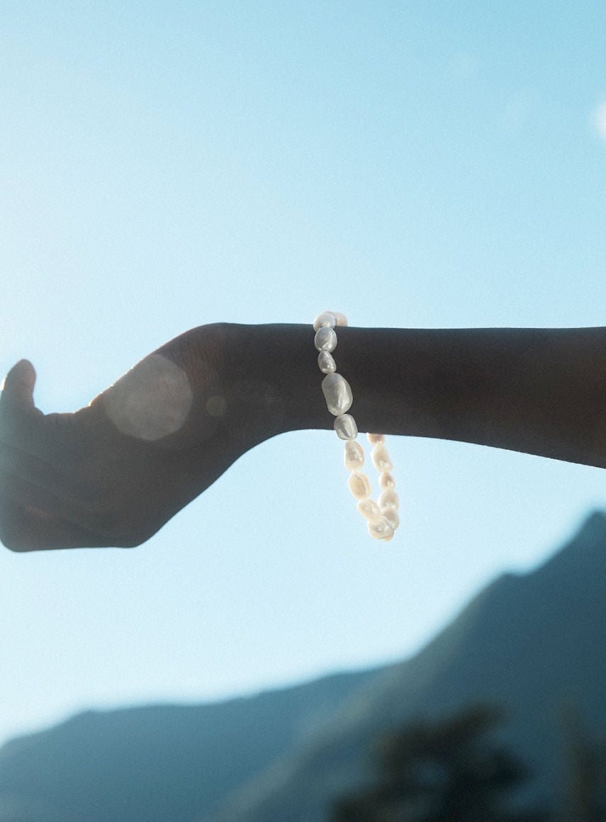 Irregular Perler 14K Forgyldt Armbånd m. Perle