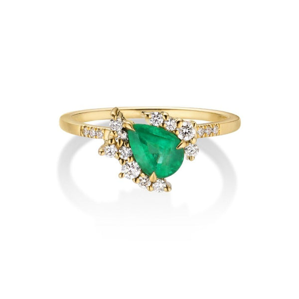 Peya Marakata Goldring aus 18K I Diamanten & Smaragd