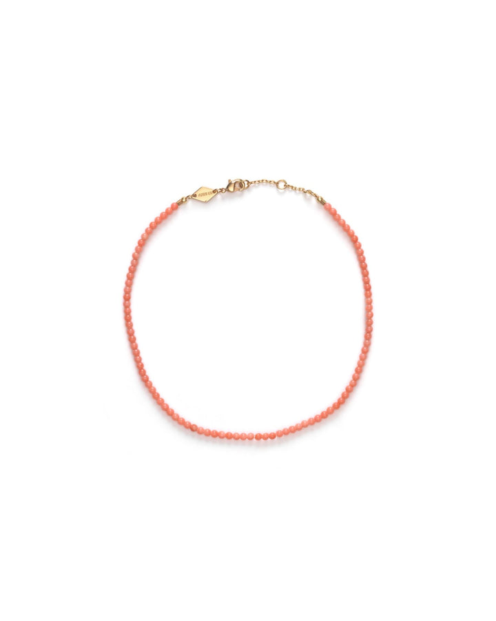 Wave Gold Plated Anklet w. Seashell Pink Beads