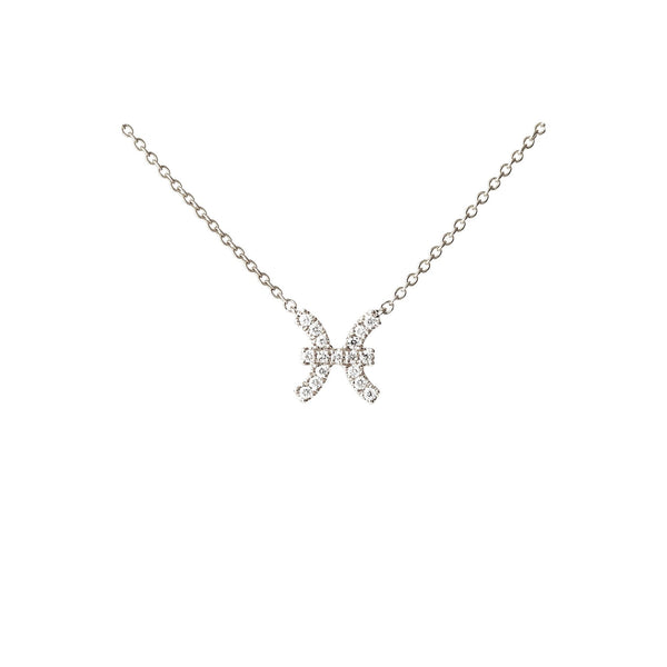 Petit Sign Sternzeichen Fische Halskette aus 18K Weißgold I Diamanten