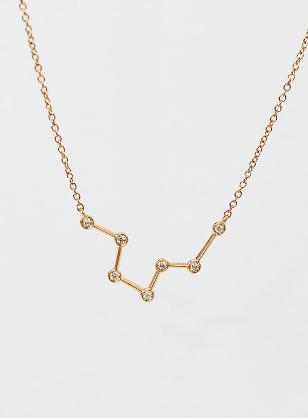 Star Sign Pisces 18K Gold Necklace w. Diamond