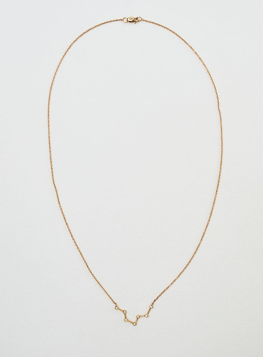 Star Sign Pisces 18K Guld Halskæde m. Diamant