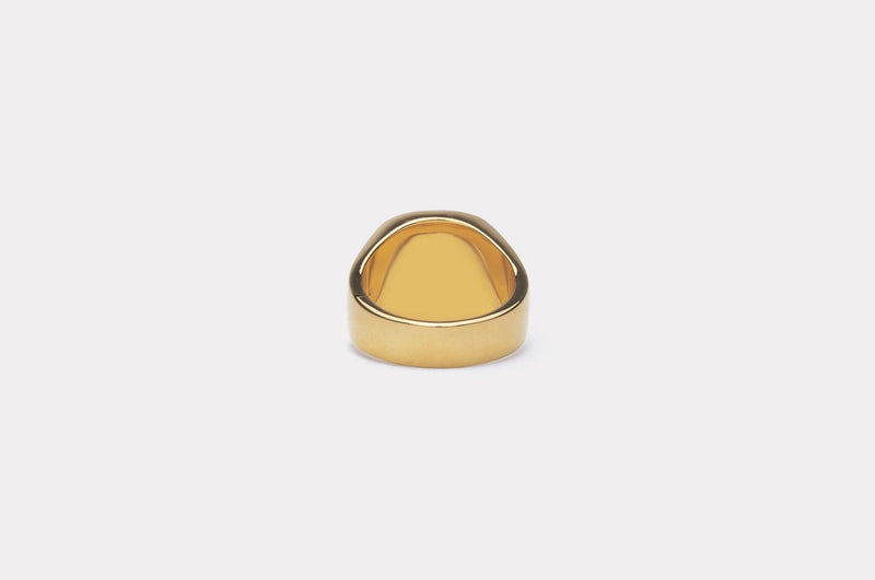 IX Cushion Green Marble Signet Ring Gold Plated