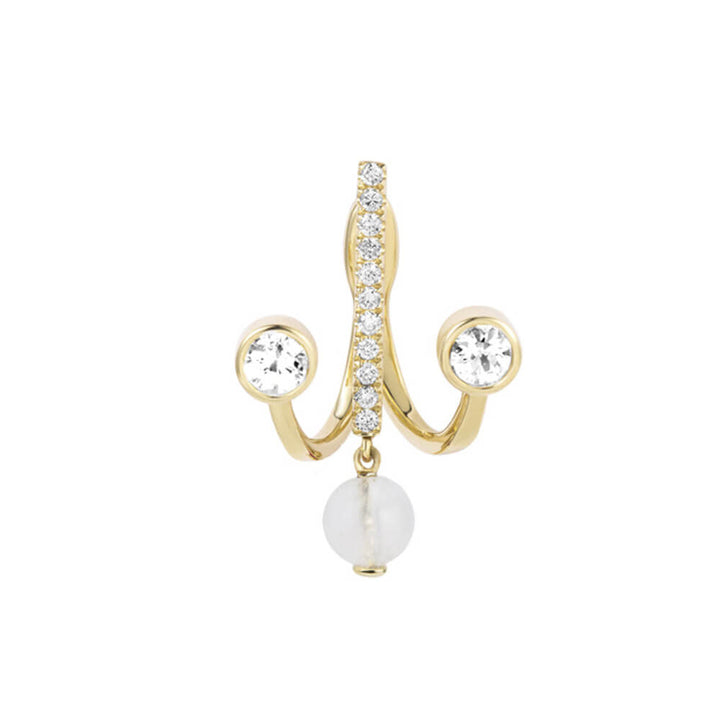 PREMIERE Adolina 18K Gold Ear Jacket w. Chalcedony, Sapphire & Diamond