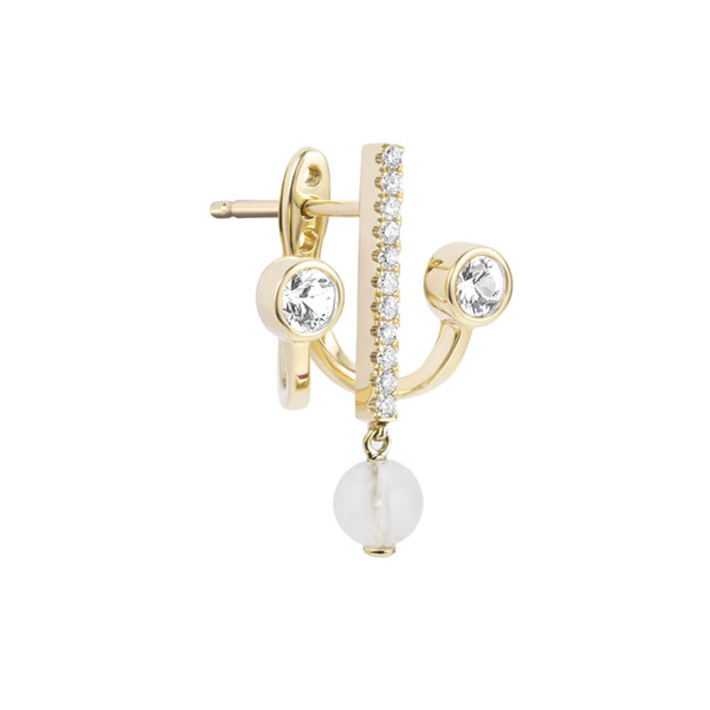 PREMIERE Adolina 18K Gold Ear Jacket w. Chalcedony, Sapphire & Diamond