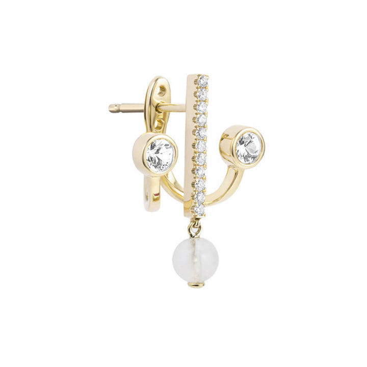 PREMIERE Adolina 18K Gold Ear Jacket w. Chalcedony, Sapphire & Diamond