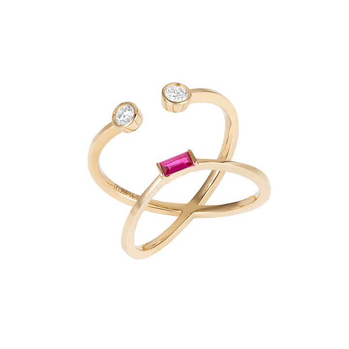 PREMIERE Carina 18K Gold Ring w. Diamond & Ruby