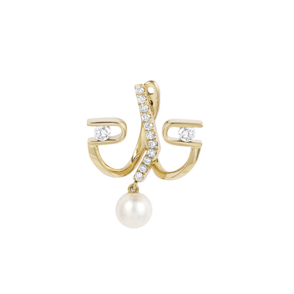 PREMIERE Diamond Paola 18K Gold Ear Jacket w. Diamond & Pearl