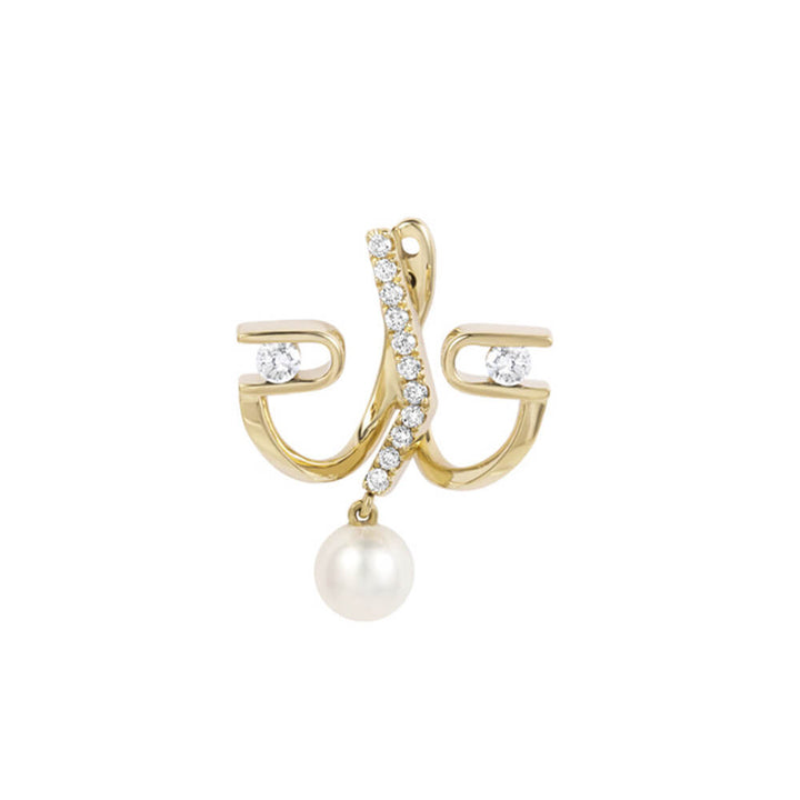 PREMIERE Diamond Paola 18K Gold Ear Jacket w. Diamond & Pearl