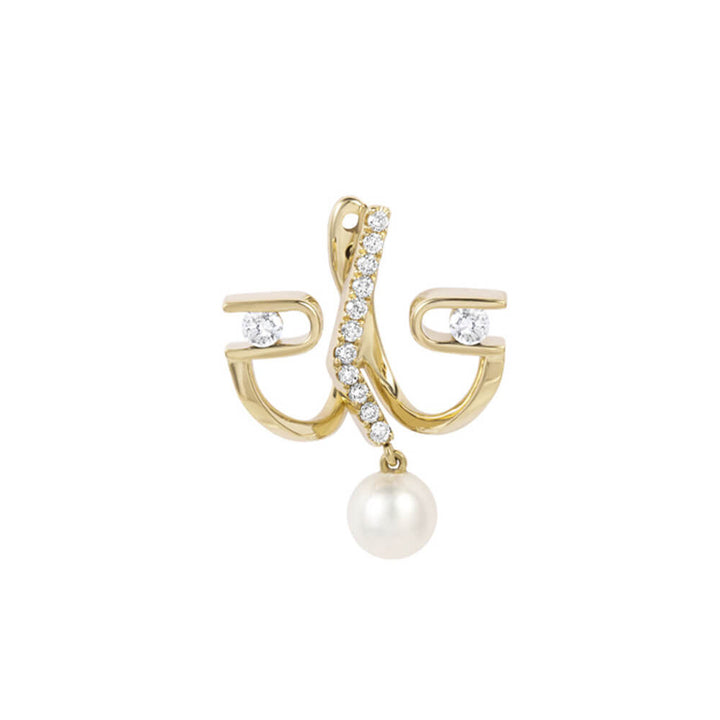 PREMIERE Diamond Paola 18K Gold Ear Jacket w. Diamond & Pearl