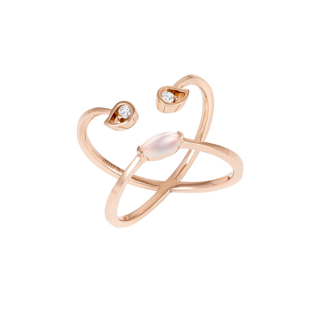 PREMIERE Florentina 18K Rosegold Ring w. Diamond & Chalcedony