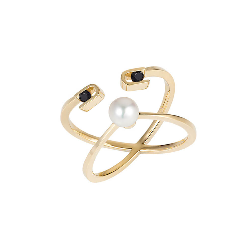 PREMIERE Paola 18K Gold Ring w. Spinel & Pearl