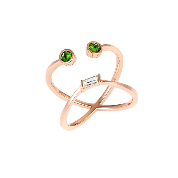 PREMIERE Violetta 18K Rosegold Ring w. Chrome diopside & Amethyst
