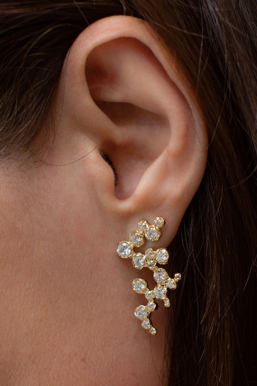 Big Organic Nr 02 18K Gold, Whitegold or Rosegold Earrings w. Diamonds