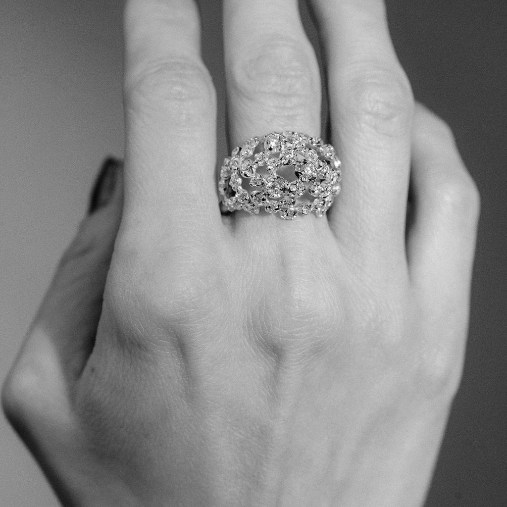 Sphere Nr 01 18K Gold, Whitegold or Rosegold Ring w. Diamonds