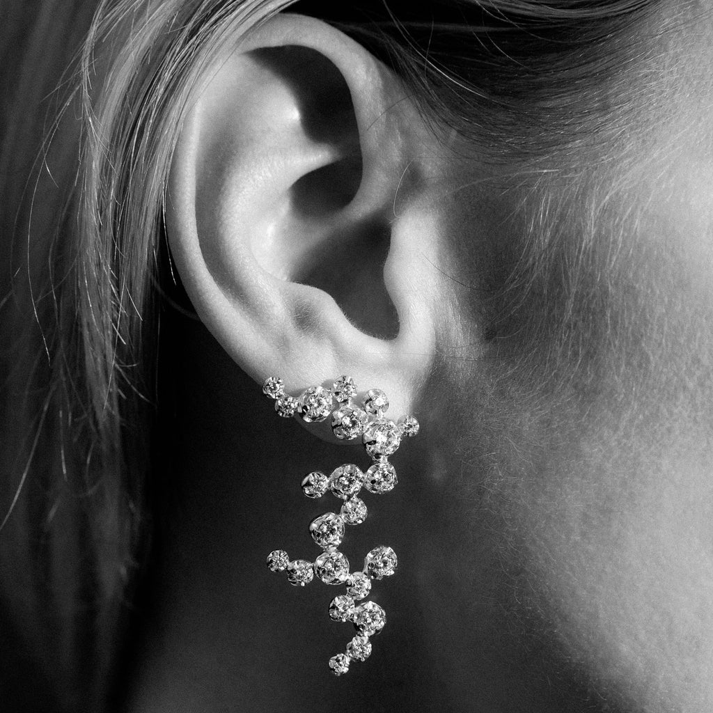 Big Organic Nr 02 18K Gold, Whitegold or Rosegold Earrings w. Diamonds