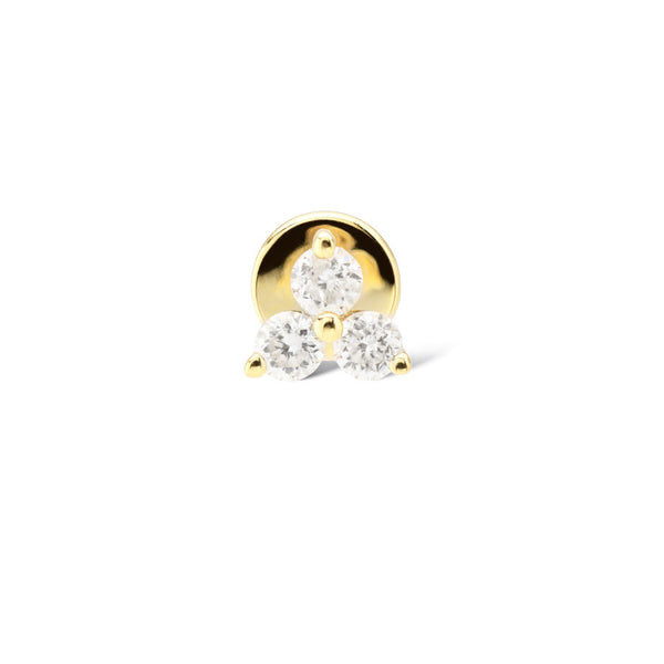 Pavé Triangle Piercing 18K Gold or Whitegold Stud w. Diamonds