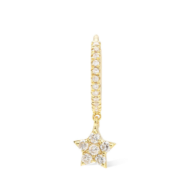 Pavéd Star Piercing 18K Gold Hoop w. Diamonds