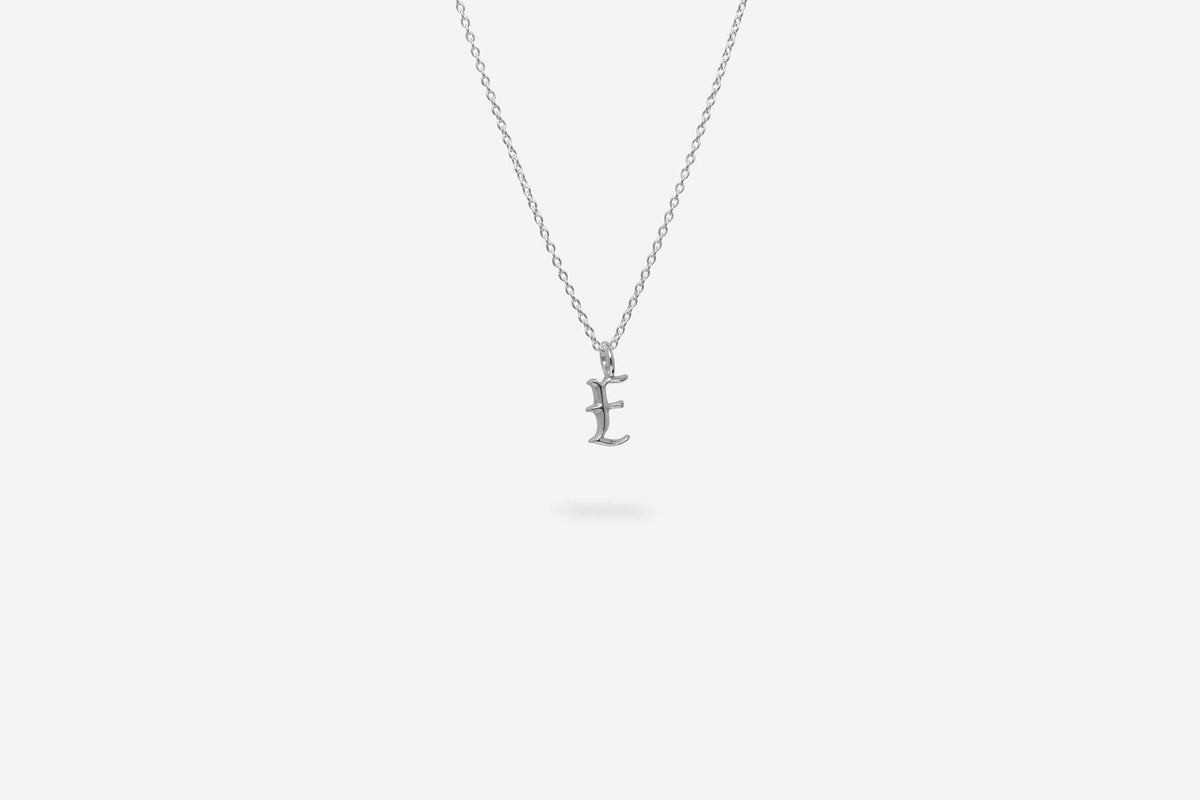 IX E Letter Silver Pendant