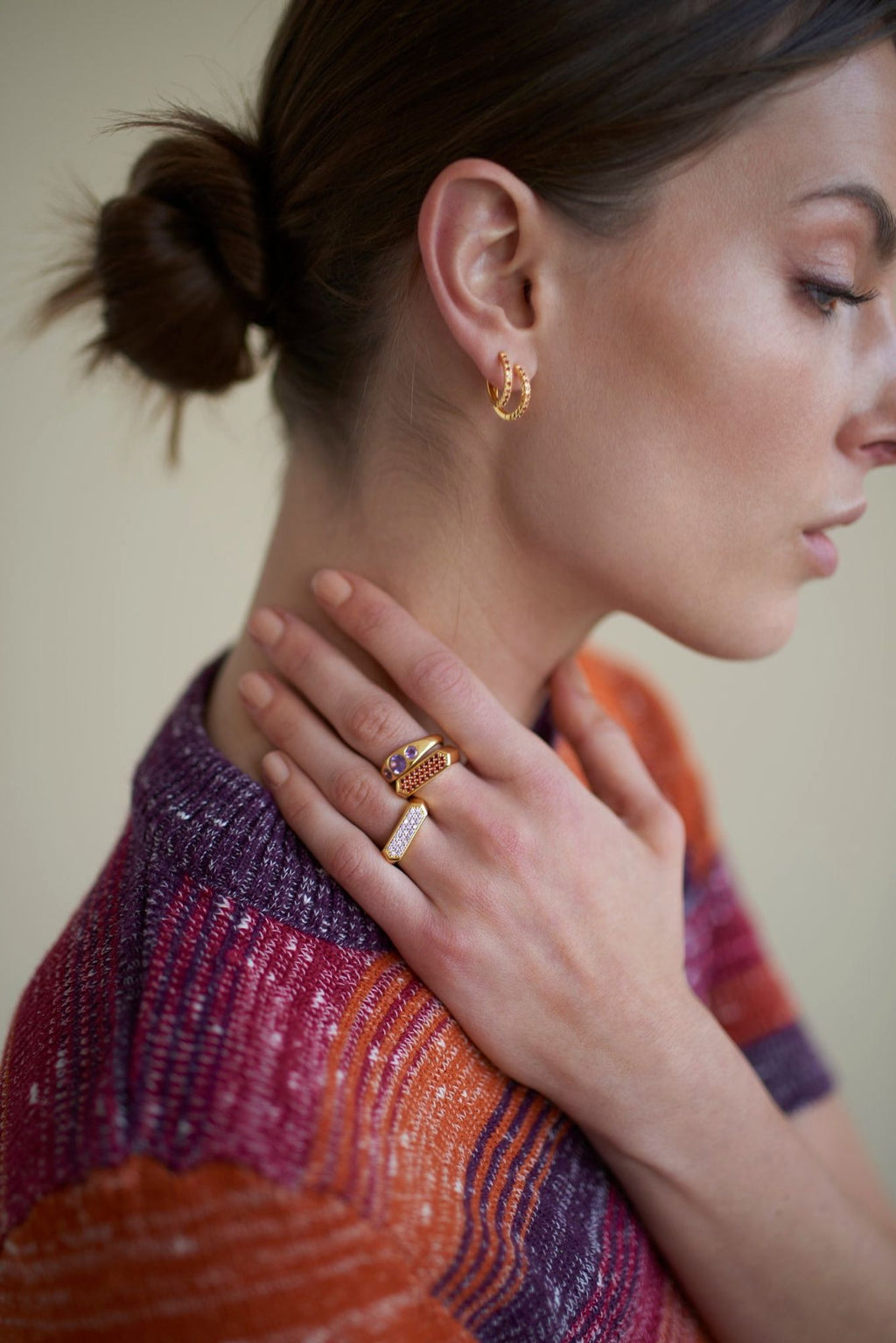 IX Eternity Red Gold Plated Hoops