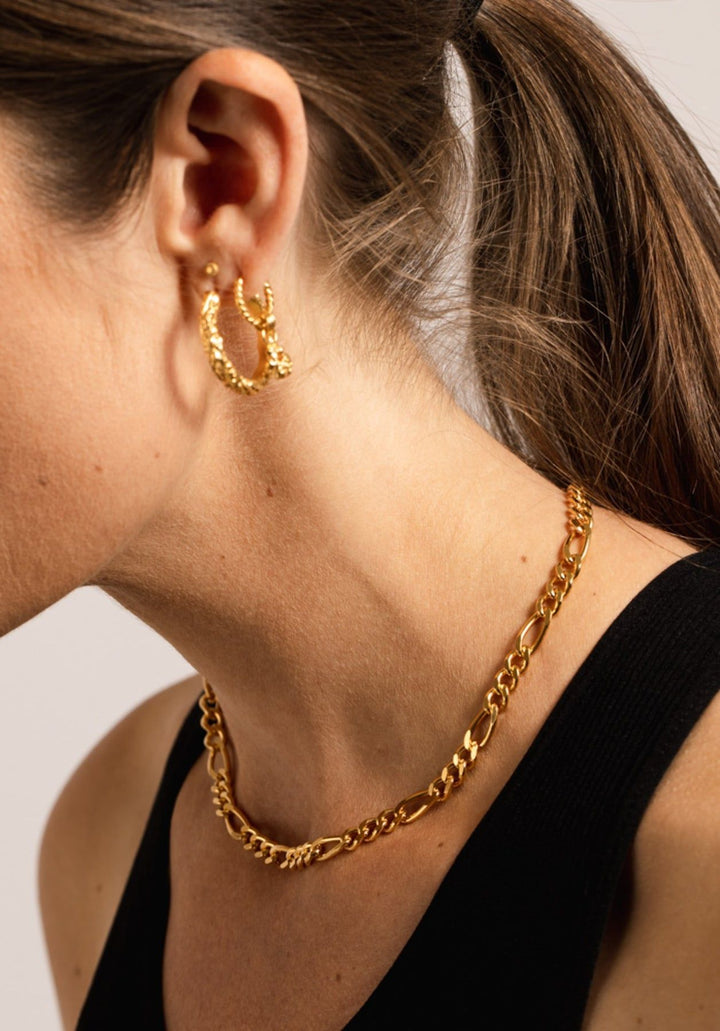 IX Chunky Figaro 22K Gold Plated Necklace