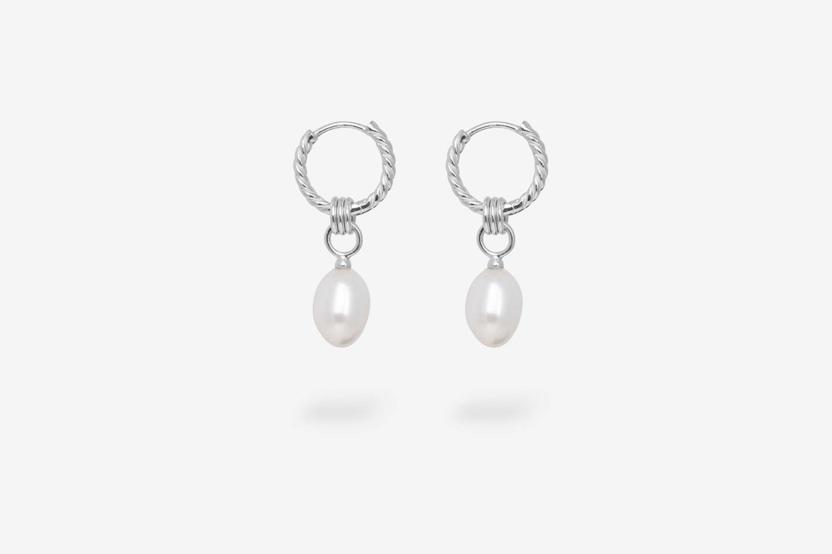 IX Ocean Pearl Silver Hoop