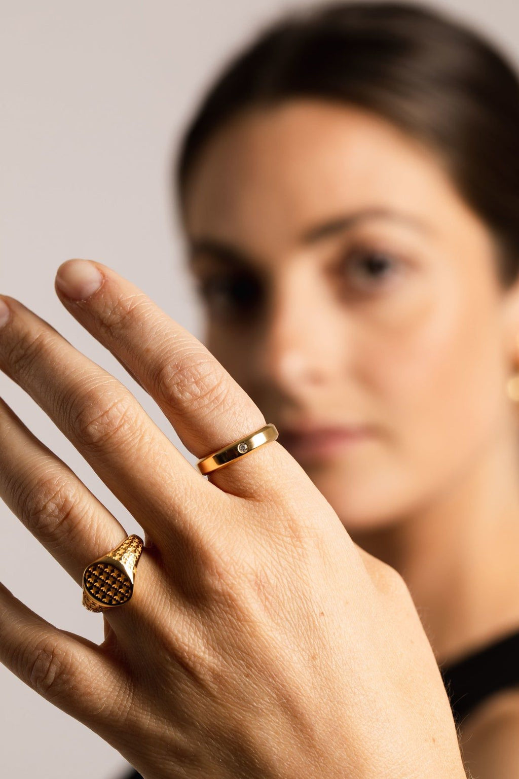 IX Evig 22K Gold Plated Ring w. Zirconia