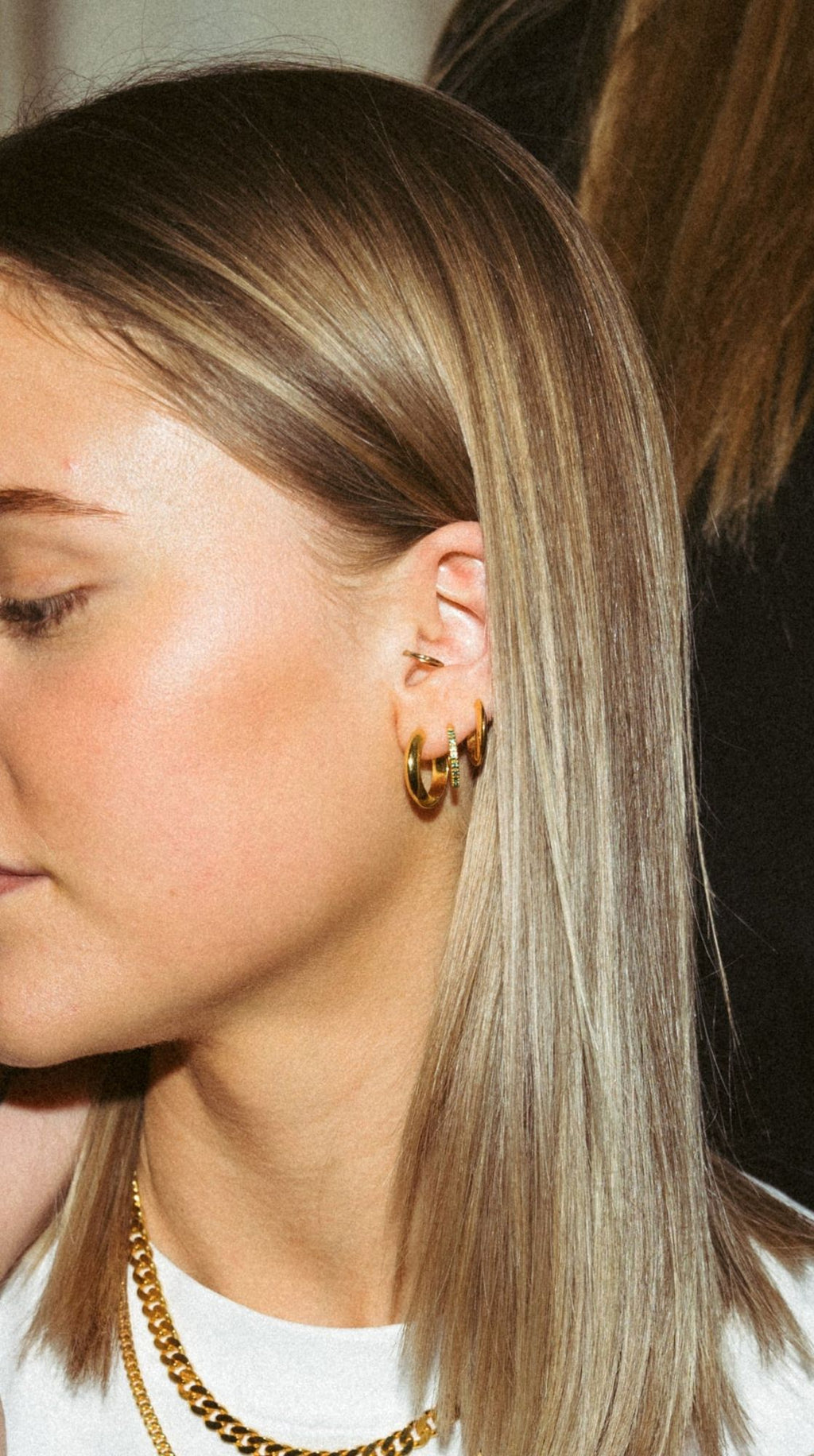 IX Chunky Edge Gold Plated Hoop