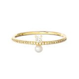 Aphrodite 18K Gold Ring w. Diamonds & Pearl