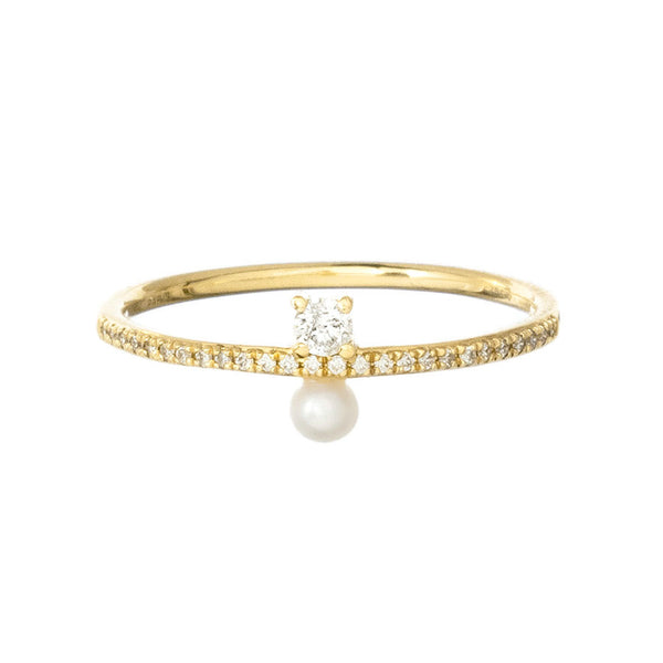 Aphrodite 18K Guld Ring m. Diamanter & Perle