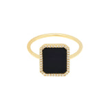 Bague Semi Precious 18K Guld Ring m. Agat & Diamanter