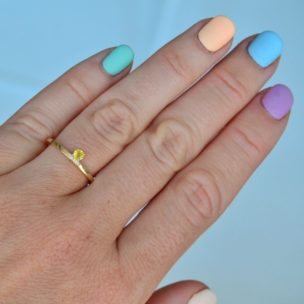 Andrea Yellow 14K Gold Ring w. Sapphire & Diamonds